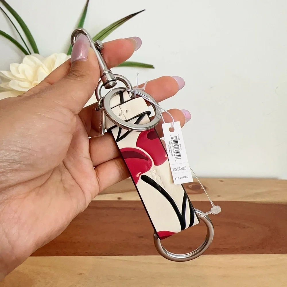NWT Coach Trigger Snap Bag Charm With‎ Cherry Print